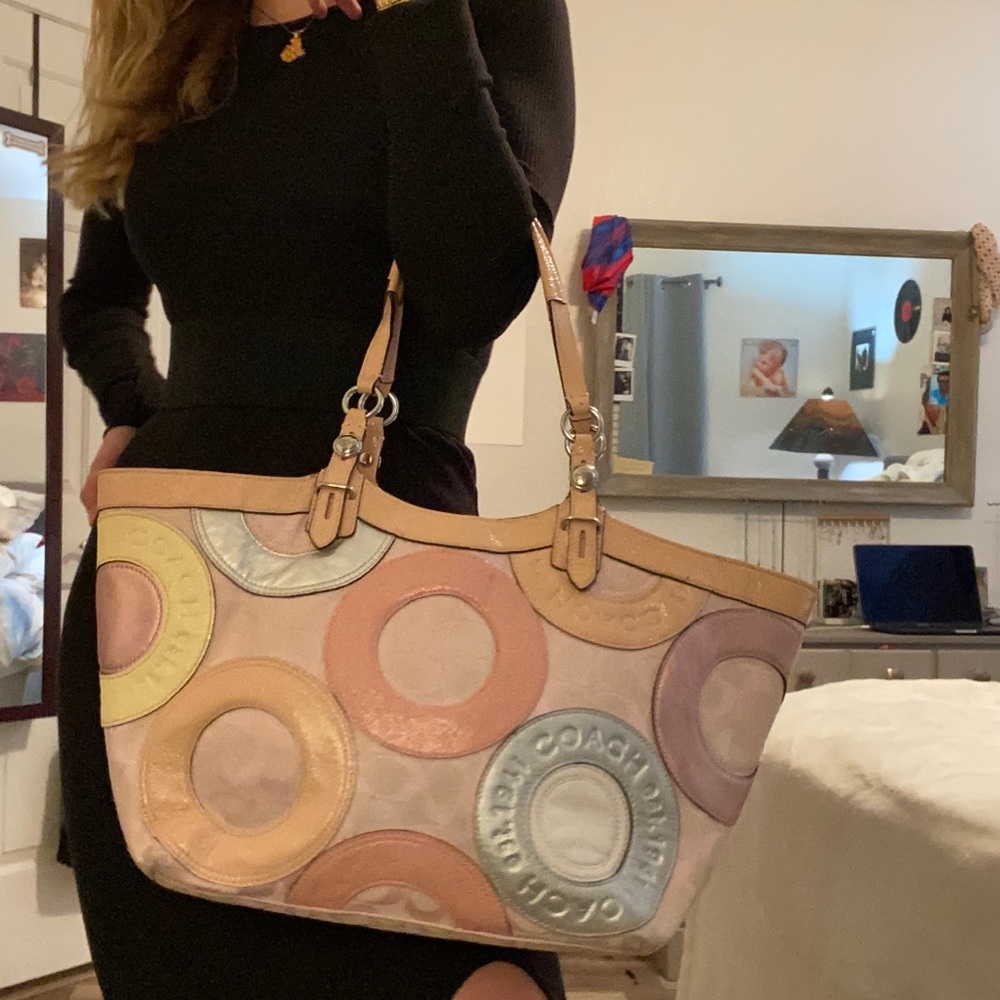 Vintage Pink Patchwork Coach Shoulder Bag/Purse